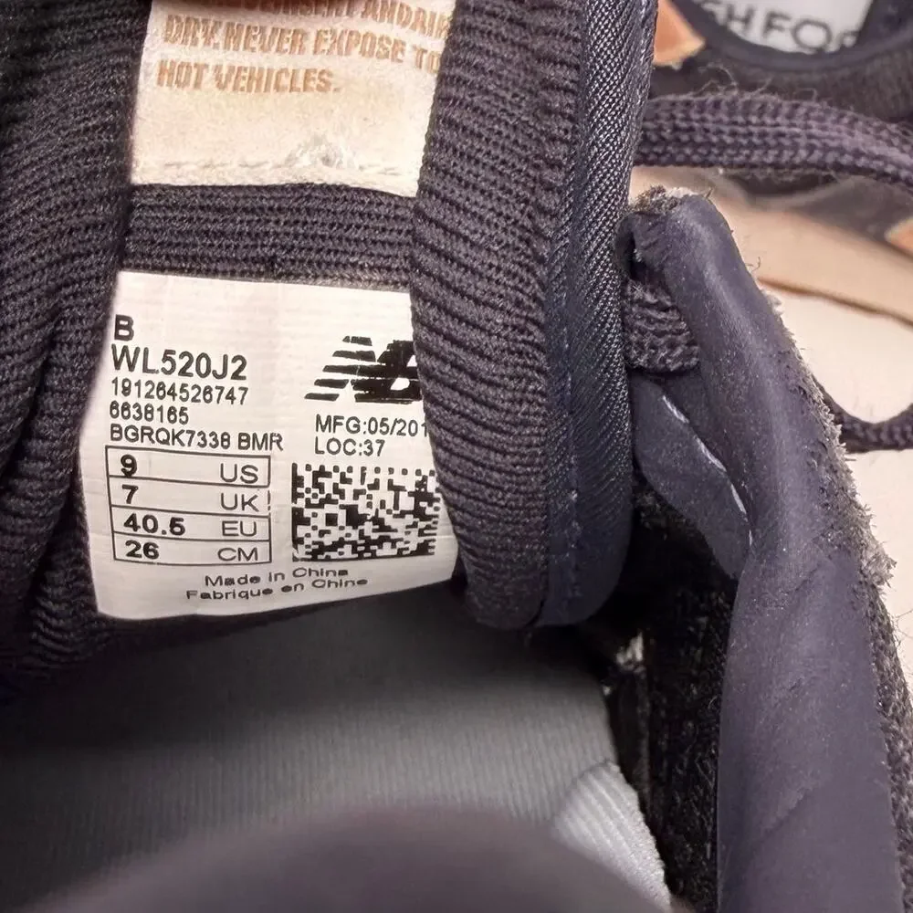 New Balance WL520J2 Black Tan Fresh Foam Sneakers 9